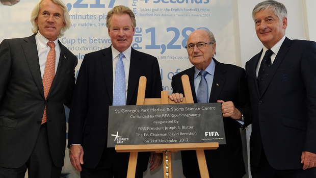 FIFA President Sepp Blatter (third from left) during a visit to St. George's Park in November 2012